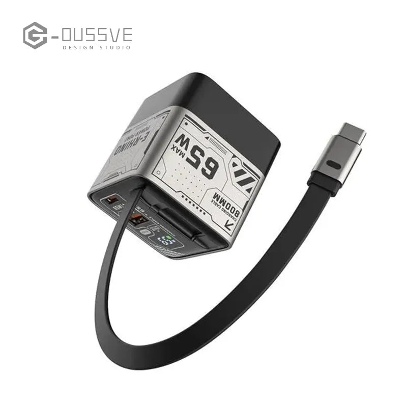 65W Fast Charger Block with Retractable Type-C Cable