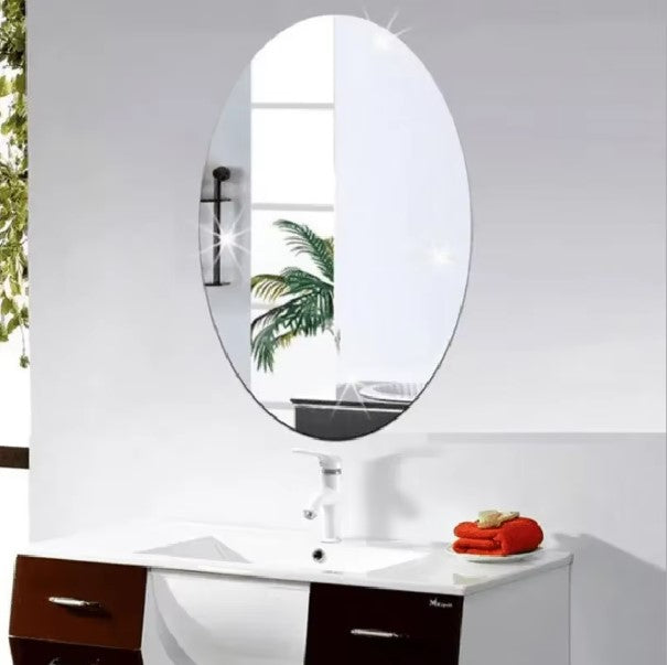 Oval Shape Self Adhesive Acrylic Wall Mirror