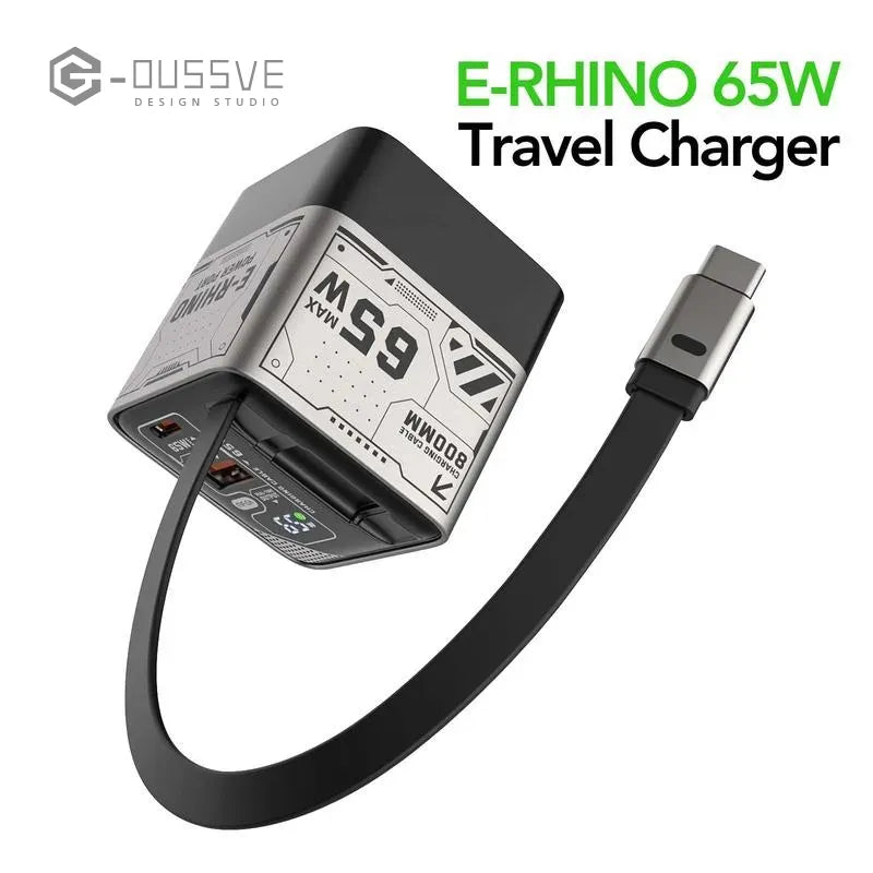 65W Fast Charger Block with Retractable Type-C Cable