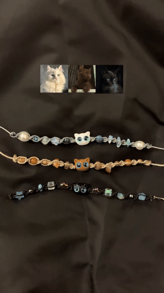 Cute Cat Bead Bracelet Set