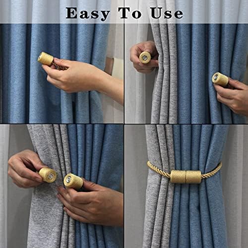 Strong Magnetic Premium Curtain Tiebacks Pack of 1 Pair ( Golden Color )