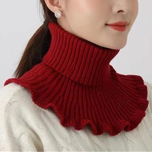 Ruffled Knit Turtleneck Neck Warmer
