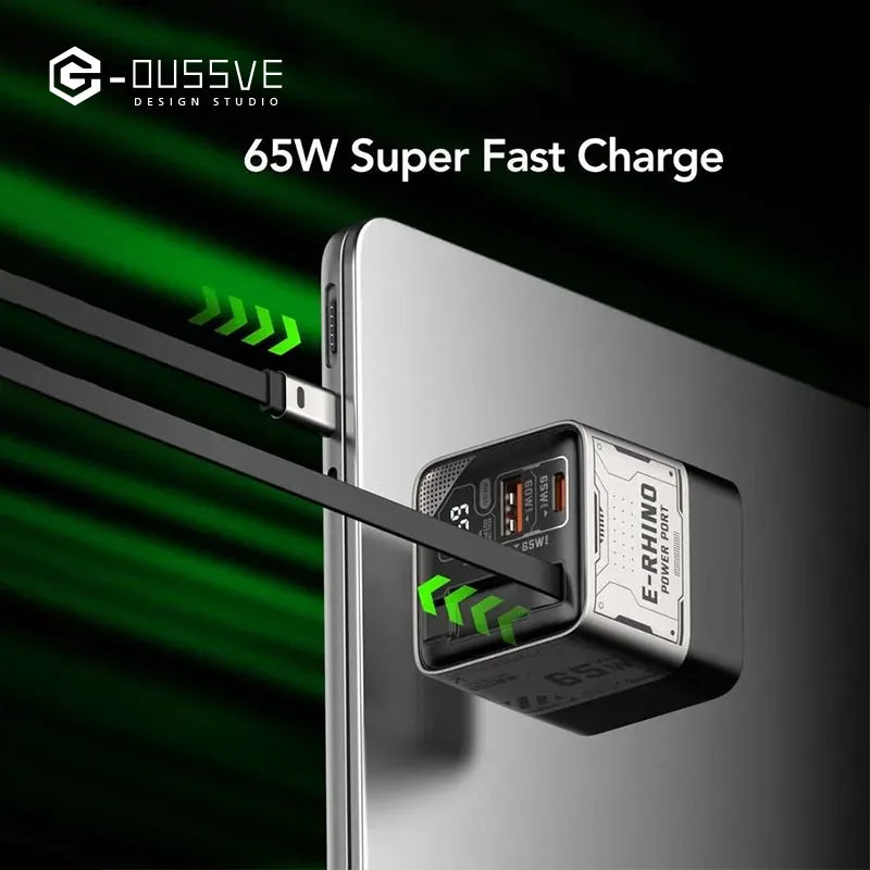 65W Fast Charger Block with Retractable Type-C Cable