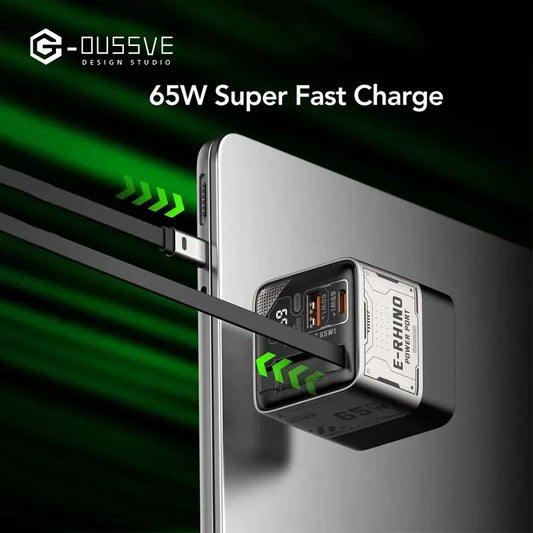 65W Fast Charger Block with Retractable Type-C Cable