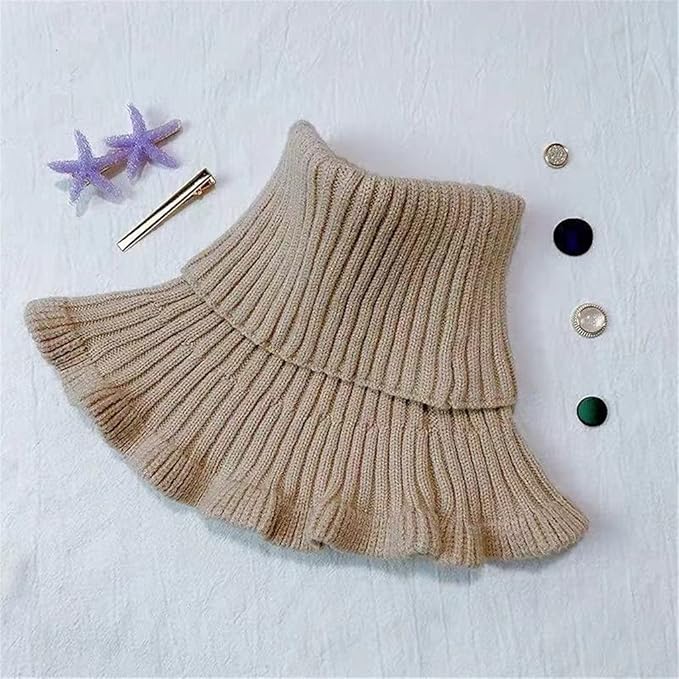 Ruffled Knit Turtleneck Neck Warmer