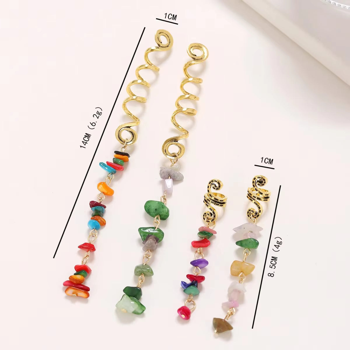 Colorful Beaded Hair Braid Cuffs