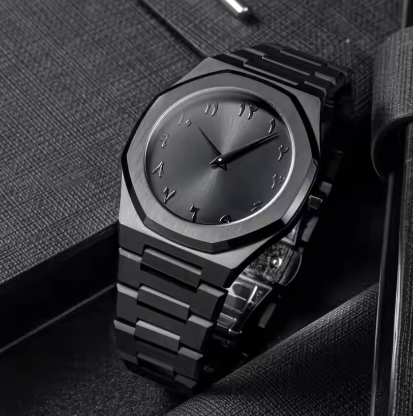 Stainless Steel Arabic Dial  Luxury Mens Quartz Watch