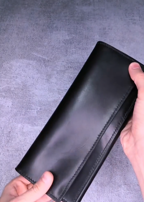 Black Leather Long Wallet