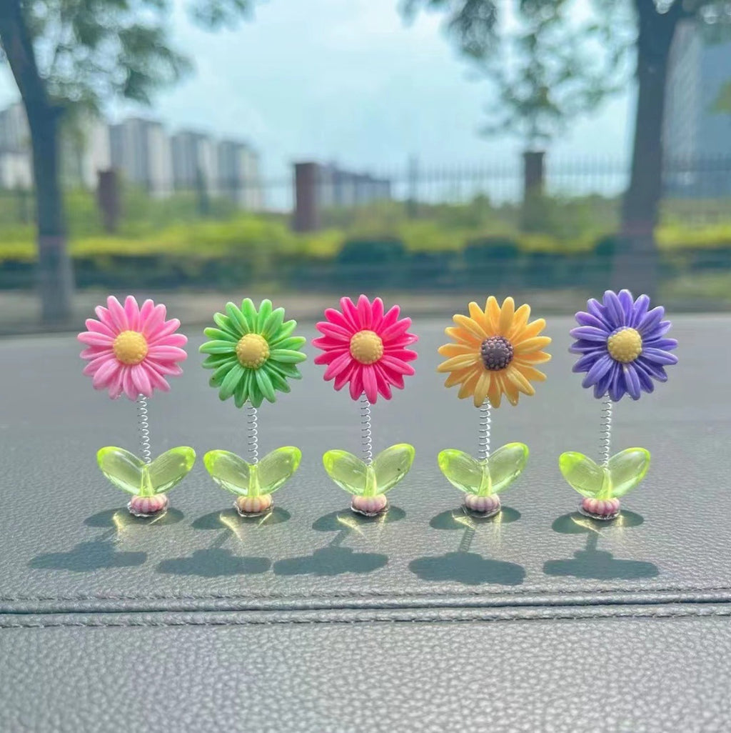 Multi color Sunflower Car Dashboard Decor  (Pack of 5)