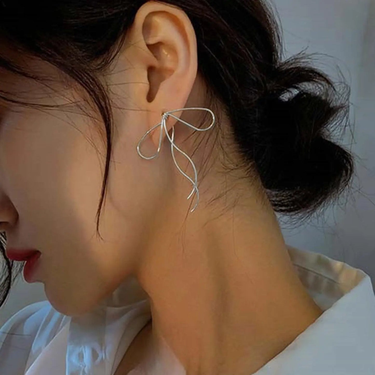 Long Bow Dangle Earrings